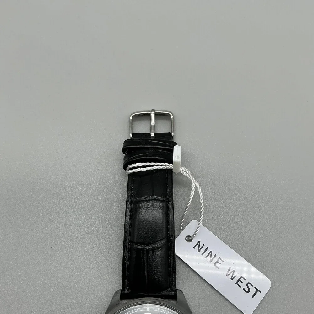 Nine West Womens Watch 41mm Black Dial Black Band 3ATM Dress New Battery